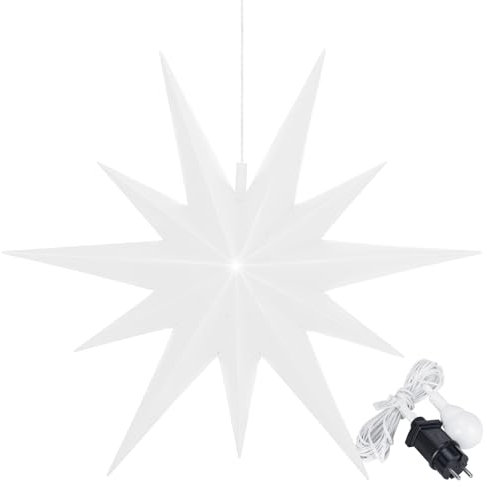 OVILUM Leuchtstern 2D XXL mit LED Beleuchtung | weiß | |Ø 100cm | Stern mit 11 Spitzen | wetterfest | Garten Deko, Wohnzimmer, Weihnachtsdeko | Weihnachtsstern | mit Timer | 7,5m Kabel