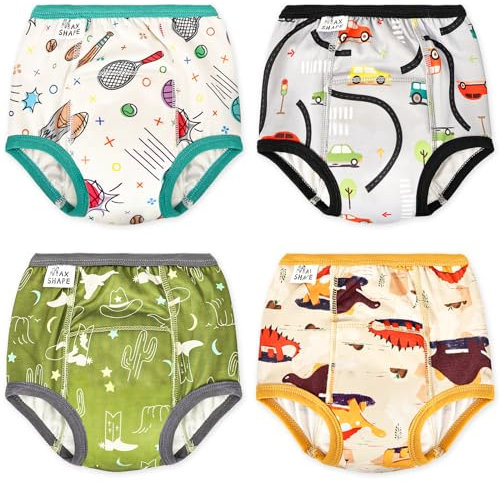 Heekcaa Toilet Training Pants for Boys - Reusable Potty Training Underwear, 4 Packs (UK, Age 2 Years, Regular, Blue)