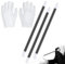 SIRLOMU 3 pcs Baguette Magique Plastique avec Gants Blancs Costume de Magicien (24,5 cm) (Noir et Blanc)