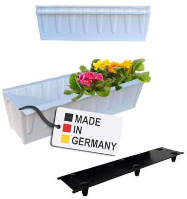 BURI 2 Euro-Paletten Blumenkästen-Einsätze inkl. Bewässerungsmatte | 37,3cm Weiß | Pflanzkasten für Europalette Palette | Balkonkasten | Blumentopf | aus stabilen Kunststoff | Made in Germany