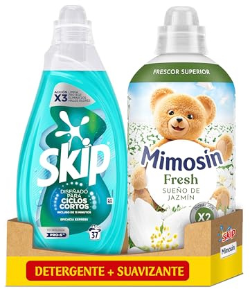 Skip Ciclos Cortos Eficacia Express 37Lav + Mimosín Suavizante Concentrado Sueño de Jazmín 56 lavados