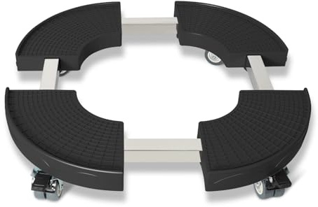 ISOISL Pflanzenroller Rund, Rolluntersetzer Einstellbar Ø38-54cm, Rollbrett Pflanzen Tragkraft 200kg, Schwarz Blumenroller mit 360° Drehbare Rädern, Pflanzroller für Außenbereich und Innenbereich