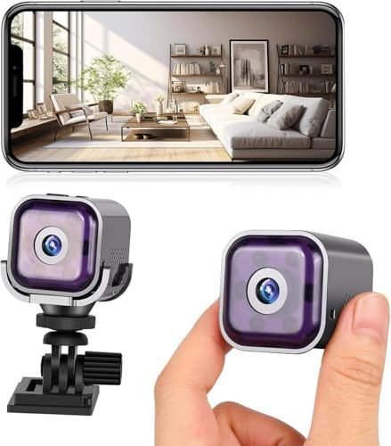 QianShouYan Smart WiFi Mini Spy Camera 1080P HD Hidden Camera Wireless Security Camera with Night Vision, APP Control, Two-Way Audio, Motion Detection & Built-In Battery for Home, Outdoor, Pet