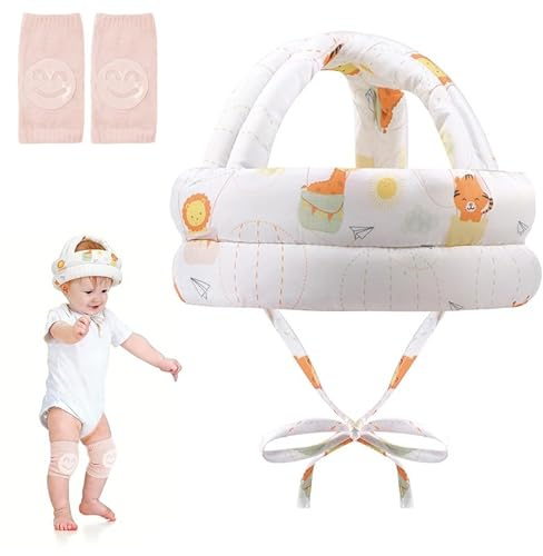 HAGOT Casque Protection Bebé, Casque Protecteur Bébé avec Genouillères, Réglable Chapeau Respirante, pour Enfant Garçon Fille