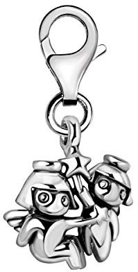 Quiges Charms Anhänger 3D Zwillinge Sternzeichen Horoskop Versilbert Damen Schmuck für Bettelarmband