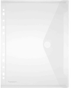 FolderSys 10 x Dokumentenmappe A4 PP mit Lochrand Klettverschluss farblos matt