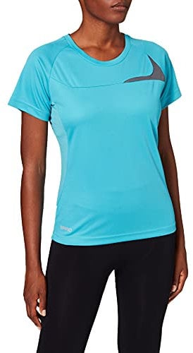 Spiro Women's Dash Training Shirt, Aqua/Grey, Small