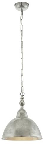 EGLO Hängelampe Easington, Pendelleuchte Esstisch, Stahl in nickel, E27 Fassung