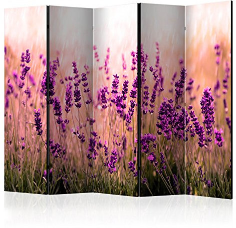 murando Raumteiler Lavendel Natur Wiese Foto Paravent 225x172 cm beidseitig auf Vlies-Leinwand Bedruckt Trennwand Spanische Wand Sichtschutz Raumtrenner violett b-B-0111-z-c