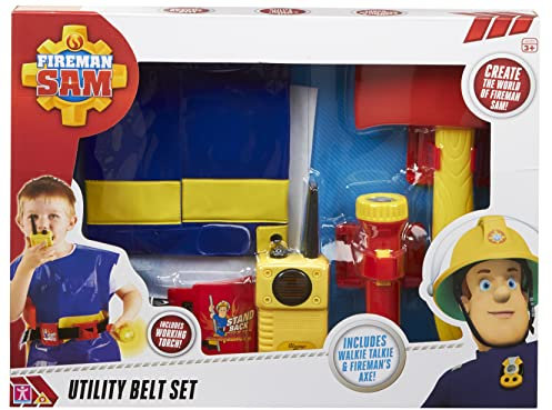 Fireman Sam Utility Belt Set role play toy with working torch, walkie talkie, axe, utility belt & firefighters jacket for imaginative firefighters