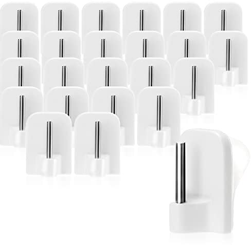 com-four® 24x selbstklebende Gardinenhaken für Gardinenstangen, Vitragestangen Zubehör Sets - Klebehaken für Fenster, Fensterhaken - weiß
