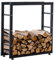CLP Kaminholzständer Keri V2 I Aus Schwarzem Metall I Kaminholzregal Mit Bodenschonern I Stapelhilfe Für Brennholz, Farbe:schwarz, Größe:25x100x100 cm