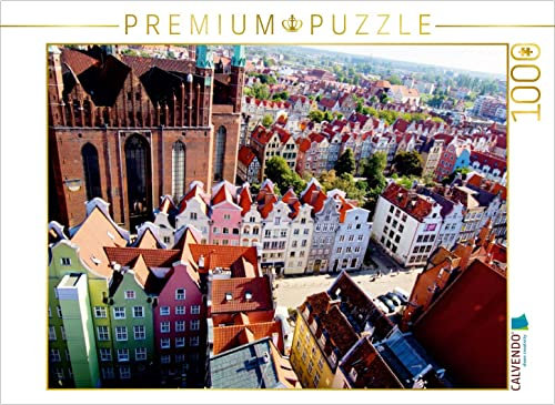 CALVENDO Puzzle Danzig - Links EIN Teil der Marienkirche 1343-1502, rechts die Häuser-Rückfront der Frauengasse 1000 Teile Lege-Größe 64 x 48 cm Foto-Puzzle Bild von Paul Michalzik