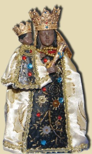 Schwarze Madonna, Höhe 9cm, handbemalen, bekleidet