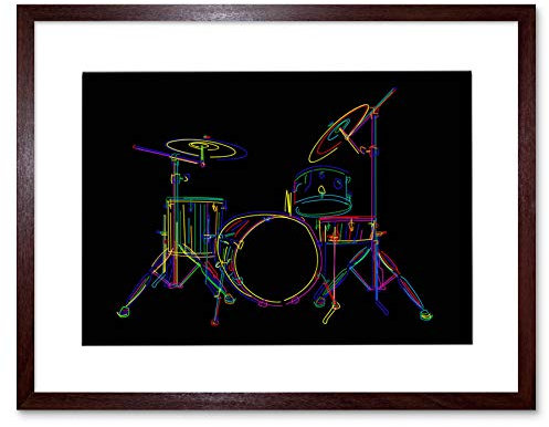 PAINTING COLOURFUL DRUM KIT MUSIC INSTRUMENT FRAMED ART PRINT PICTURE F12X676