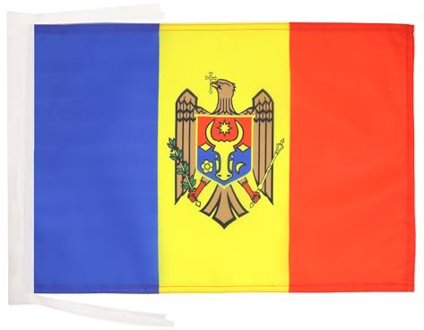 BANDIERA MOLDAVIA 45x30cm - BANDIERINA MOLDAVA 30 x 45 cm cordicelle - AZ FLAG