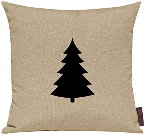 Shirtinstyle Sofakissen, Kissenbezug, Kissenhülle, Motiv Tannenbaum Weihnachtsbaum, Größe 40 x 40cm, Farbe Beige