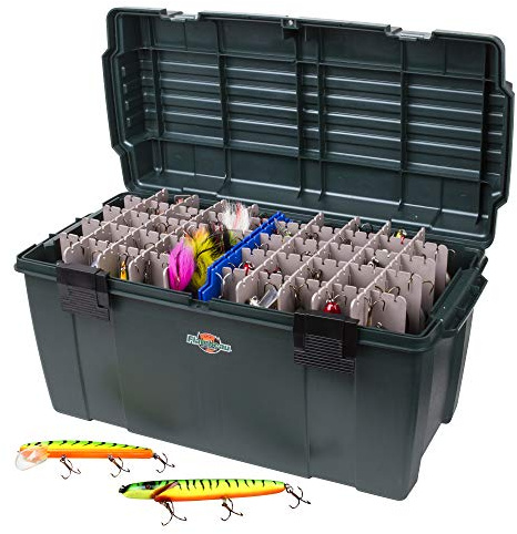 Flambeau The Maximizer Large Lure Storage | Fishing box | Hanging storage for up to 100 oversized lures to 10in. 2 removable rack systems, Zerust partition, muskie and salt