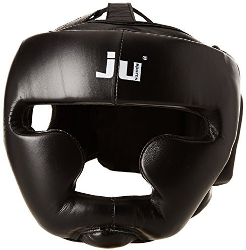 Ju-Sports Kopfschutz Chin - schwarz, Leder I Kinn-, Ohren- & Jochbeinschutz optimal Für Boxen, Kickboxen, Thai Boxen und andere Kampfsportarten I Größe L