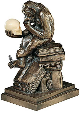 Design Toscano Charles Darwins Affe-Mensch-Evolution Tierstatue, Polyresin, Bronze-Finish, 20,25 cm