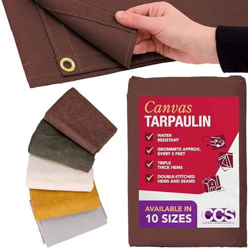CCS CHICAGO CANVAS & SUPPLY Canvas Tarp, Cotton, Brown, 6 by 8 '