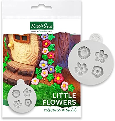 Katy Sue Little Flowers Silicone Mould for Cake Decorating & Craft. Makes Miniature Flower Shapes (17 x 17 x 3 Millimetres) for Use with Fondant, Sugar Paste & Clay from Katy Sue Moulds. UK-Made