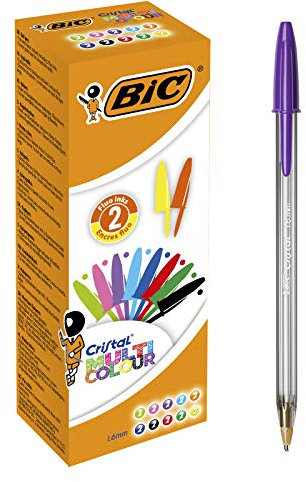 BIC Kugelschreiber Set Cristal Multi Colour, in 10 Farben, Strichstärke 0,42 mm, 20er Pack, Ideal für das Büro, das Home Office oder die Schule