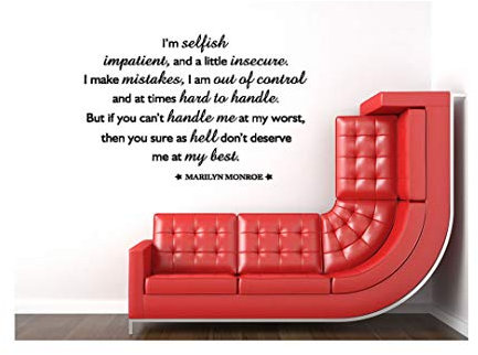 homemay PVC Wandtattoo Aufkleber Englisch Marilyn Monroe berühmten Schlafzimmer Home Dekoration removablewallpaper83.8 cm x55.9 cm, braun, 83.8cm x55.9cm