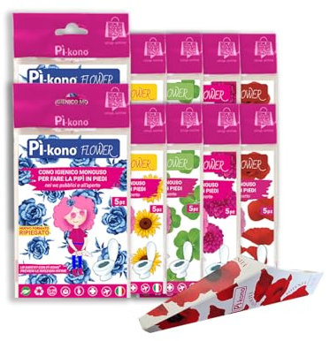 50 Pì-kono Cono Igienico Imbuto Monouso Orinatoio Portatile per Donne per fare Pipì in Piedi Fuori Casa, Già Ripiegato, Made in Italy Usa e Getta