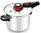 MONIX Selecta Olla a presión rápida 4 litros con Sistema de selección de Alimentos y Cierre automático, Acero Inoxidable 18/10, Plata