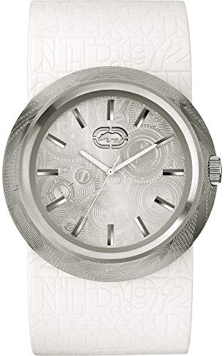 Marc Ecko Men's The Eero Silver Dial Watch E11534G2 with a White Silicone Wide Strap