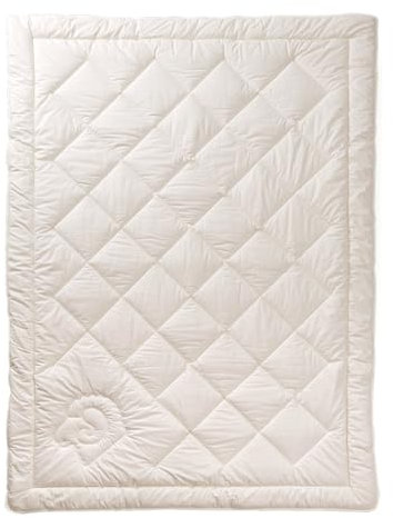 Öko Planet Sommerdecke mit Schafwoll-Füllung 200x200 cm, leichte Bettdecke mit Bezug aus Bio-Baumwolle, Verschiedene Größen