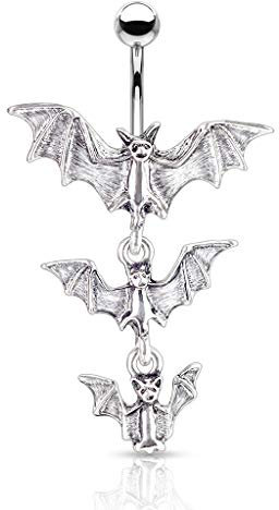 Pain-is-Art Bauchnabelpiercing FLEDERMÄUSE aus Chirurgenstahl Gothic Navel Piercing