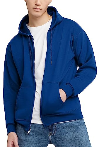 Hanes Mens Hoodie, Ecosmart Fleece Full-zip Zip-up Hooded For Athletic-sweatshirts, Deep Royal, Medium US