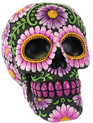Jones Home and Gift Alcancía de golosinas de Calavera Morada con Flores.
