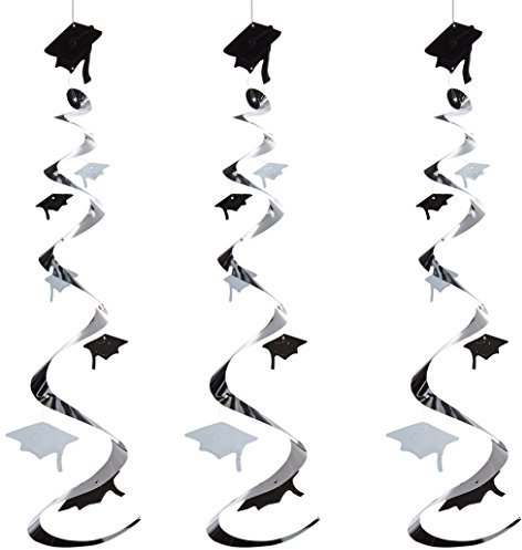Grad Cap Whirls, Schwarz/Weiß, 3 Stück