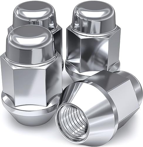 White Knight M12x1.25 Thread Lug Nuts for Aftermarket or Factory Wheels - 4 Chrome Lug Nuts - Bulge Acorn Seating - Carbon Steel for Durable Construction & Easy Installation - 1706S-4