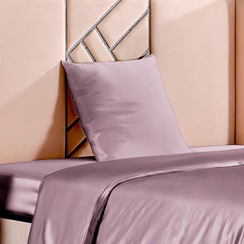 THXSILK Seiden Couchkissenbezug 45x45cm, 100% 19 Momme Seide Kopfkissenbezug mit Reißverschluss, Seidenbezug für Dekokissen(45x45cm, Lila)