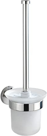 WENKO WC-Garnitur Mod. Bosio, Edelstahl, Wandmontage, Keramikbehälter abnehmbar, 10x35x14 cm, Schraubmaterial inkl.