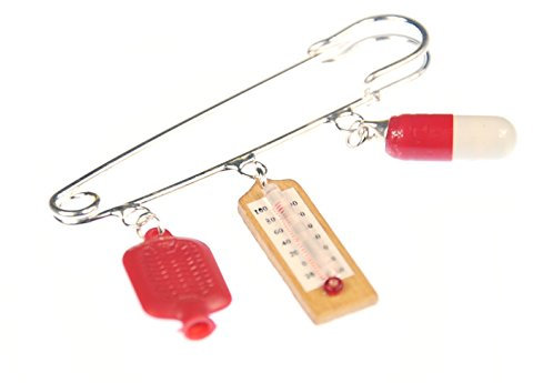 Miniblings 3er Gesundheit Brosche Sicherheitsnadel Pin Gute Besserung Glückwünsche Medizin - Handmade Modeschmuck I Anstecknadel Button Pins