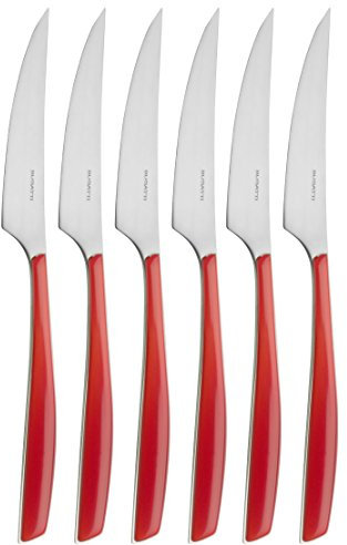 Bugatti, GL3U - 021F06/6, Set di coltelli da Dolce Glamour, 6 pz., in San e Acciaio, 16 x 26 x 3 cm, Rosso (Rot)