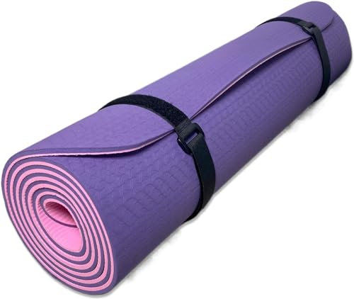 diMio Pilates Yogamatte Gymnastikmatte (TPE) rutschfest, inkl. gratis Tasche (Lila/Pink)
