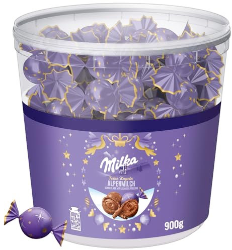 Milka Feine Kugeln Alpenmilch Dose für Büro und Zuhause, 1er Pack (1 x 900 g)