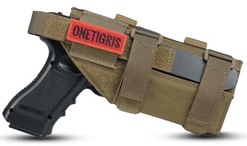 OneTigris 1000D Nylon Taktische Molle Pistolenholster Gürtelholster für Pistolen (Braun ohne Magazintasche)