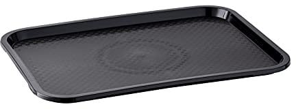 APS Fast Food-Tablett, bruchsicheres und spülmaschinenfestes Serviertablett, Made in Germany, 35 x 27 cm, Höhe 2 cm, schwarz