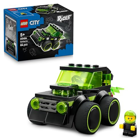 LEGO City Rides – Gaming Race Car Toy - Mini Building Set w/a Driver Junior Minifigure - Party Bag Fillers - Small Collectible Gift for 5+ Year Old Boys - 60484