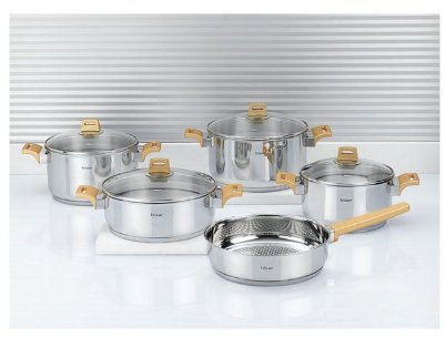 Hisar Topf Nice Gold 9 stck Fleischtopf Bratentopf Kochtopf Tencere Gemüsetopf Induktion Edelstahl