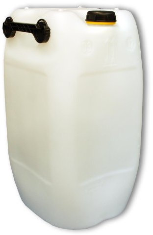 plasteo® 60L Getränke- Wasserkanister Natur mit Schraubdeckel (DIN 71) | Lebensmittelecht | Tragbar mit 3 Griffen | Indoor und Outdoor | BPA Frei