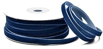 Creativery Samtband 6mm x 10m Rolle - Farbauswahl in 3/6/10/16/22/25/50mm - farbecht & waschbar - Schleifenband für Hochzeit - Geschenkband zum Verpacken Dekorieren Basteln - Dunkelblau 370