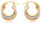 CARISSIMA Damen-Creolen 9ct 3 Colour Twist Russian Creole Earrings 375 Tricolor-3.53.9689